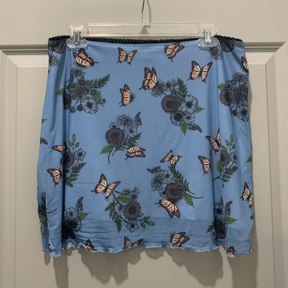 Butterfly Mesh Mini Skirt